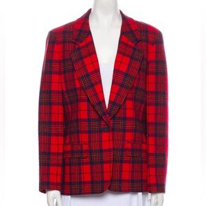 pendleton plaid blazer wool red